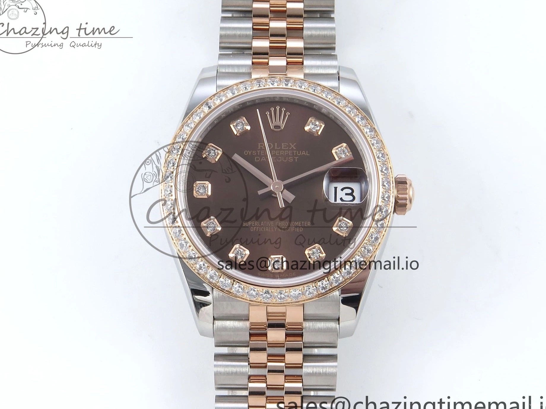 Bezel Diamonds DateJust 278381RBR Diamonds ARF 904L 1:1 Steel Dial Bracelet SS RG 31 Jubilee Edition Brown Best on ETA 2688 0402